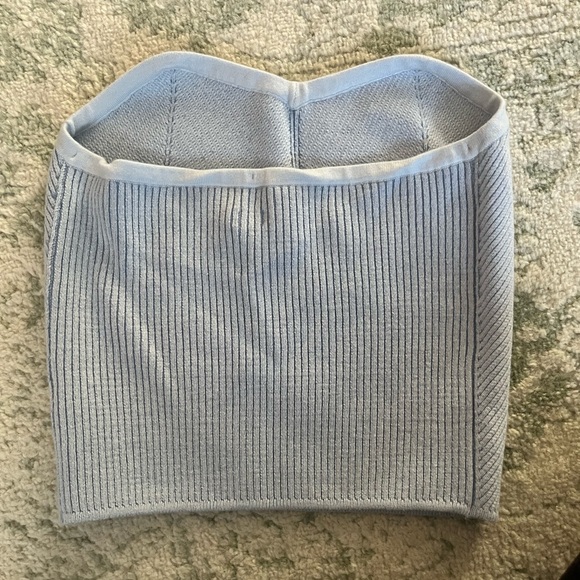 Brand New Aerie Blue Sleeveless Ribbed Bustier Crop Top - Picture 5 of 6